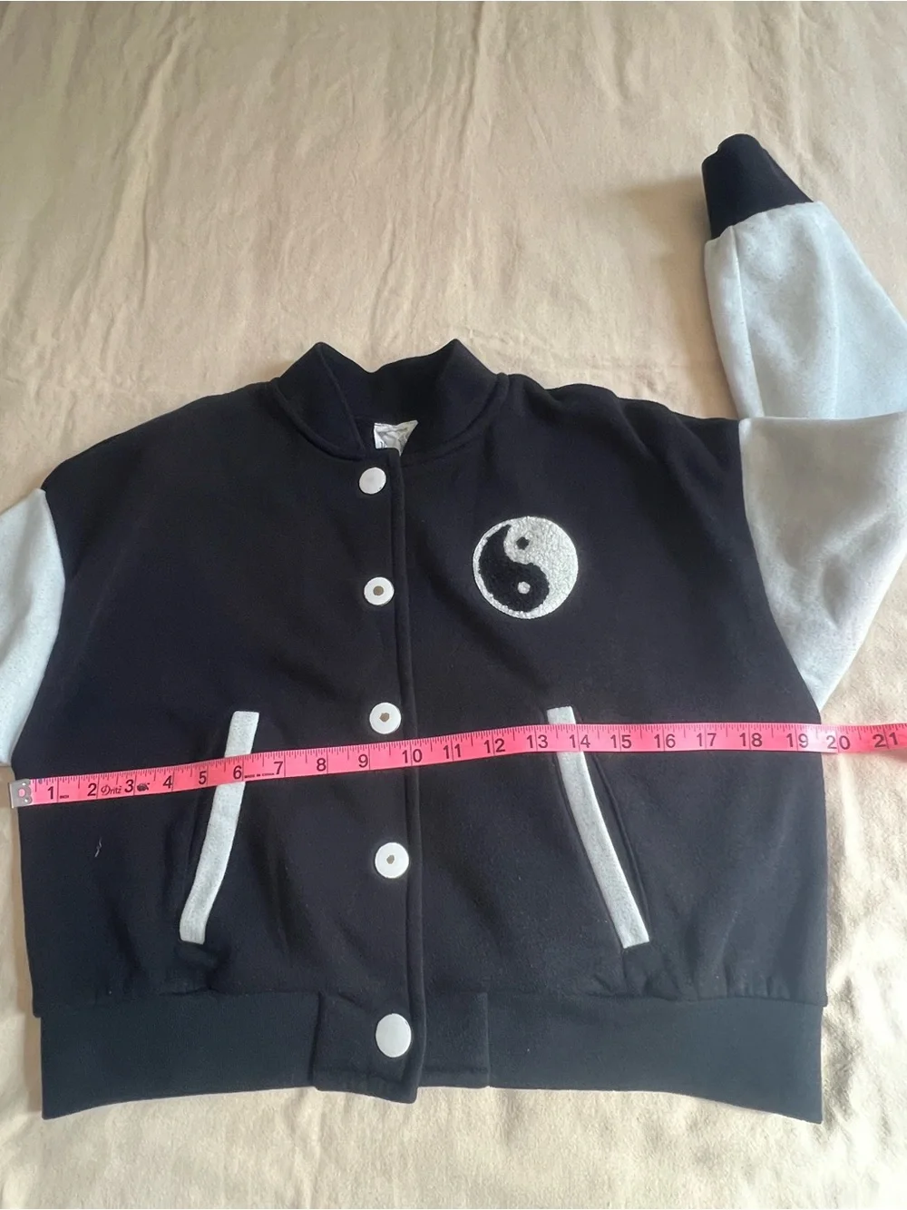 Hippie Rose Black and White Yin Yang Varsity Jacket